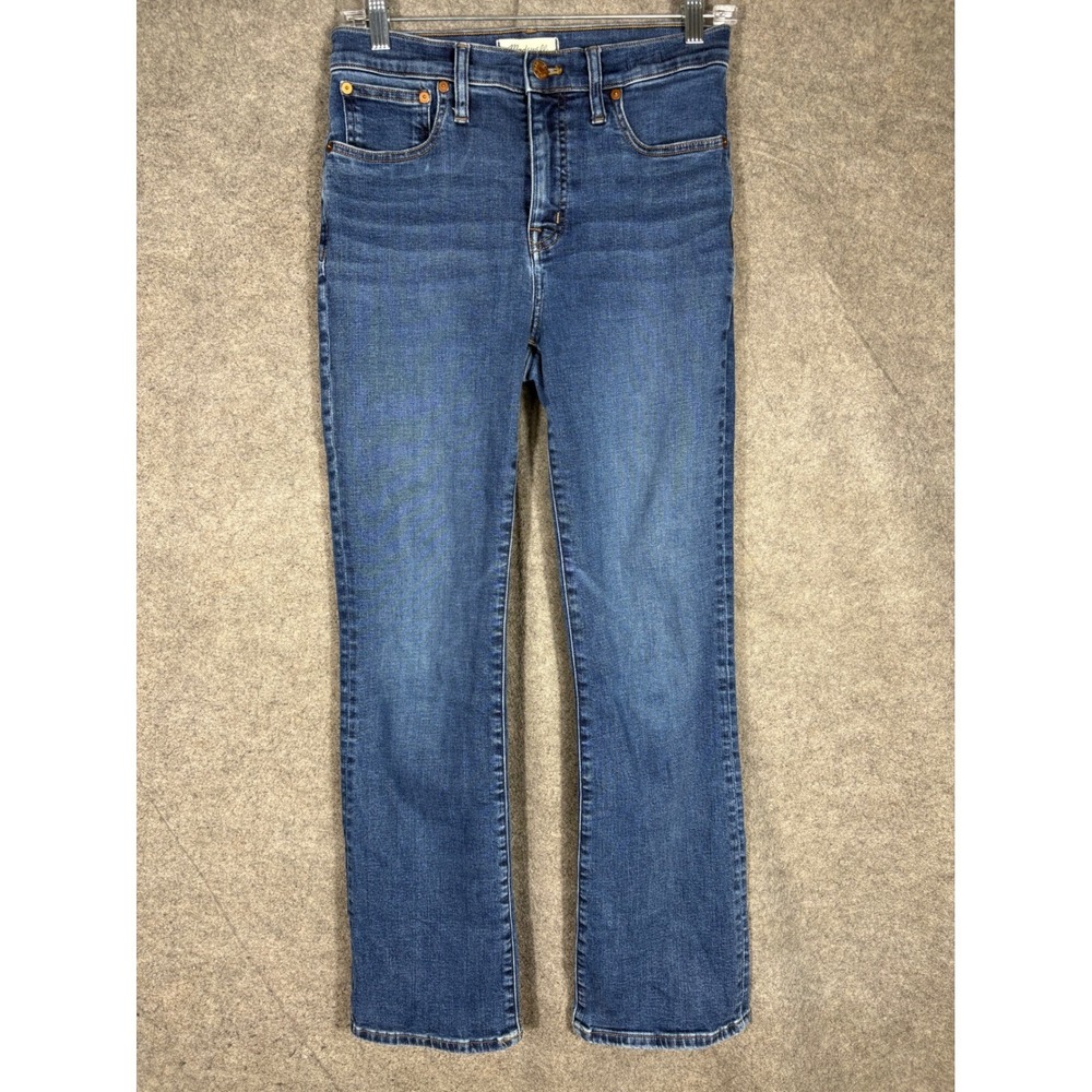 Madewell Mid-Rise Kick Out Jeans Blue Stretch Denim Tall Size 27T DM5103